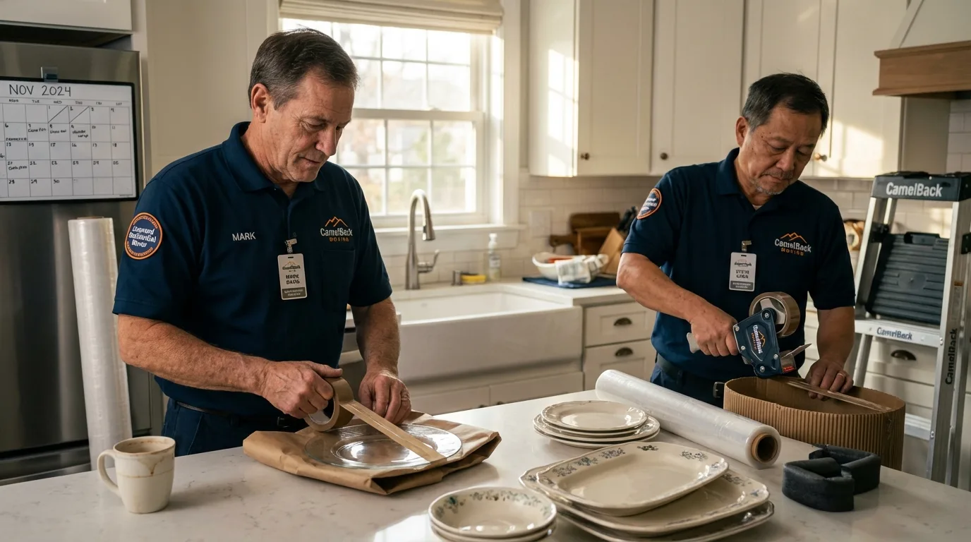 Professional crew packing kitchen dishware in Auburn, GA